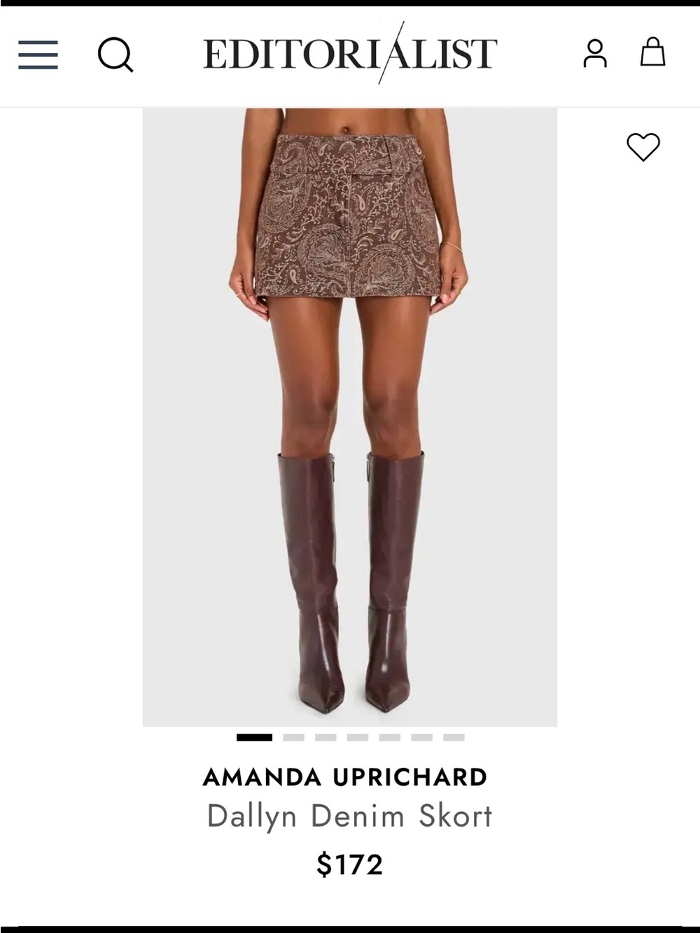 Amanda Uprichard Brown Paisley Mini Skort